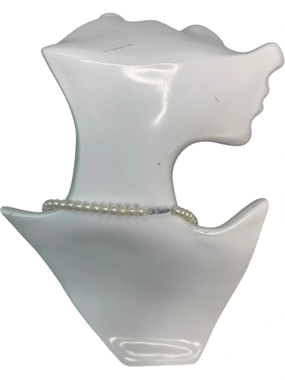 White Freshwater Pearl Necklace with Silver Clasp